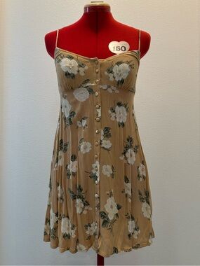 Volcom - Floral Button-Front Spaghetti Strap Dress - Women's Size Extra Small